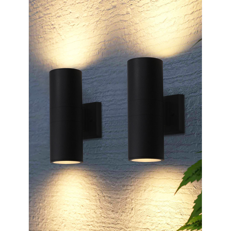 LEDVANS Outdoor Armed Sconce, Cylinder Up Down Wall Sconce, 2Bulb Wall
